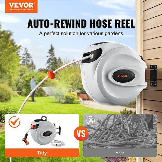 TurboSpin 180° Wall-Mounted Hose Reel – Effortless Swivel & Tangle-Free Watering for Gardens & Patios